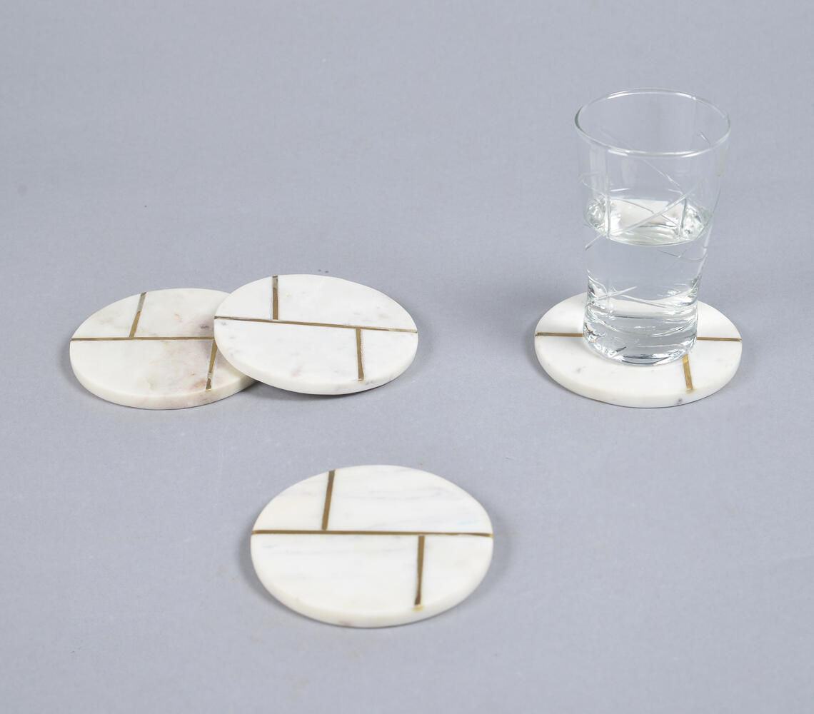Geometric Marble & Brass Coasters (set of 4)