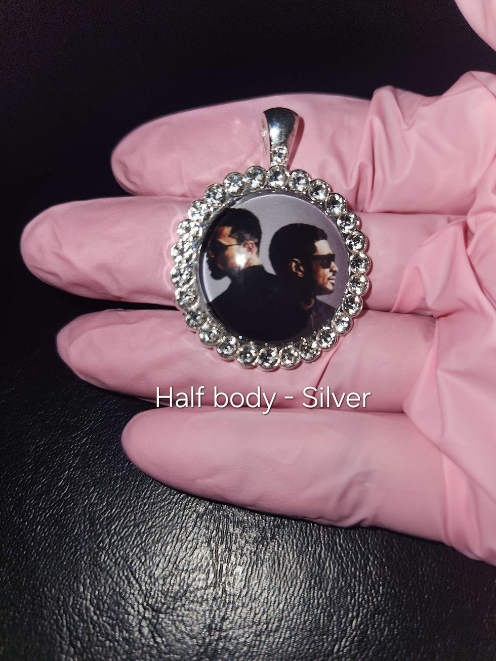 Thumbnail: CB and Ush Glass Dome Rhinestone Metal Jewelry Charms