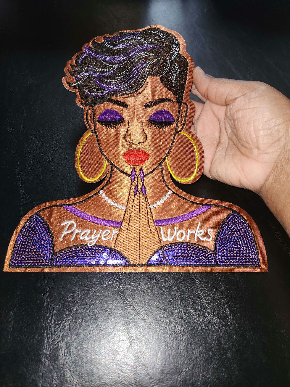 Thumbnail: Prayer Works Sequin Praying Lady Patch