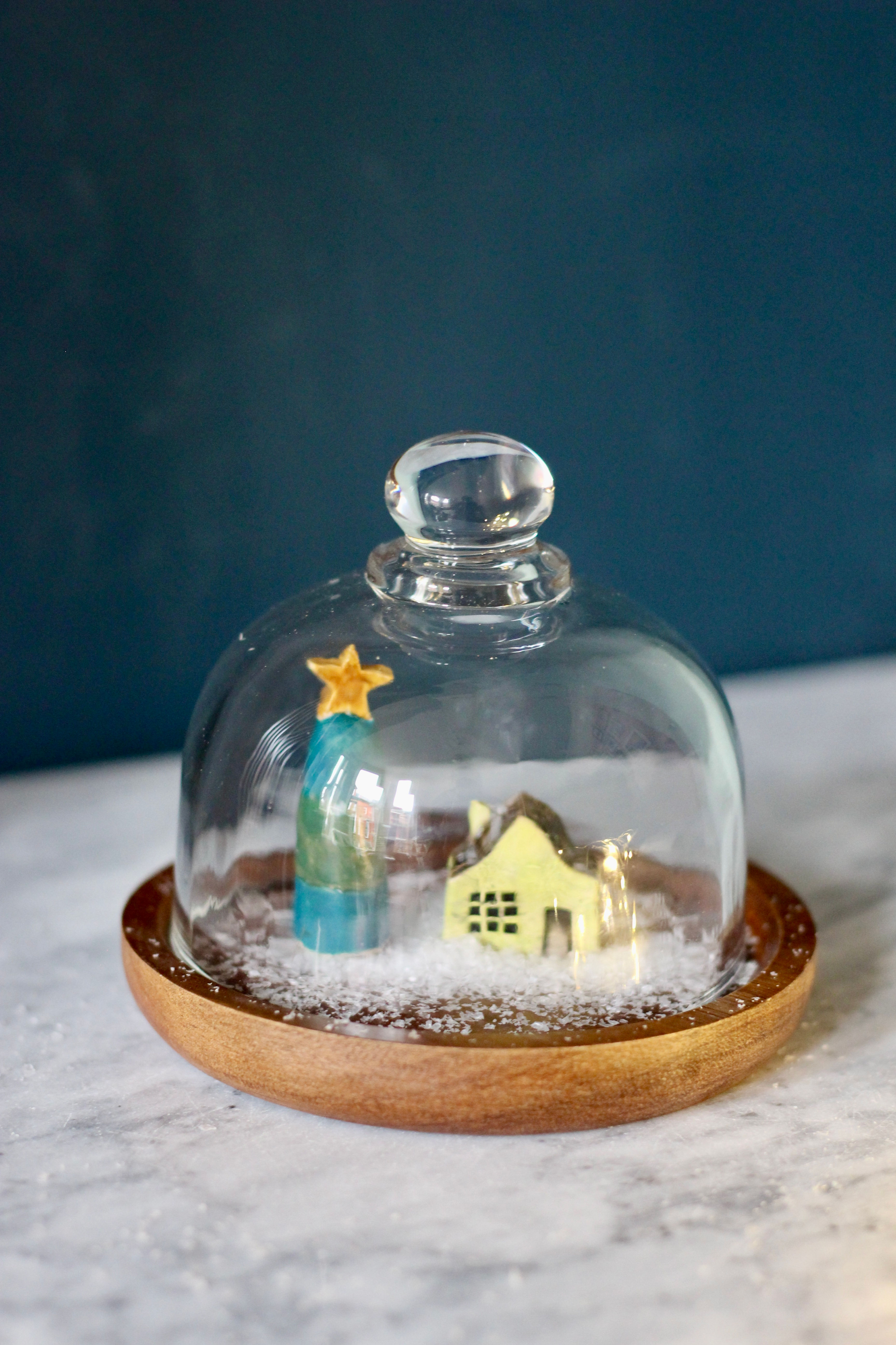Christmas Dome with miniature house and tree