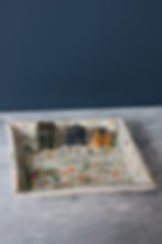 Thumbnail: Miniature houses trinket dish stoneware pottery