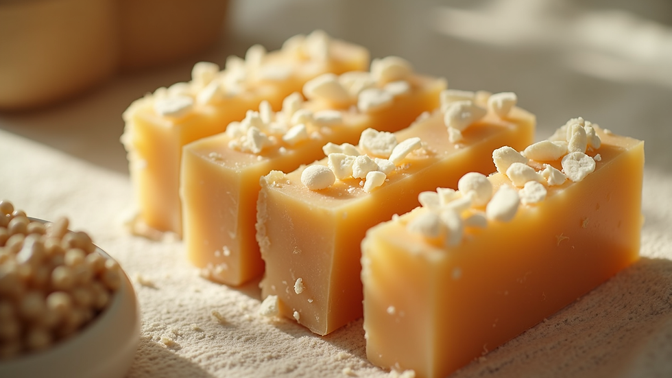 Close-up view of luxury soap bars with natural ingredients