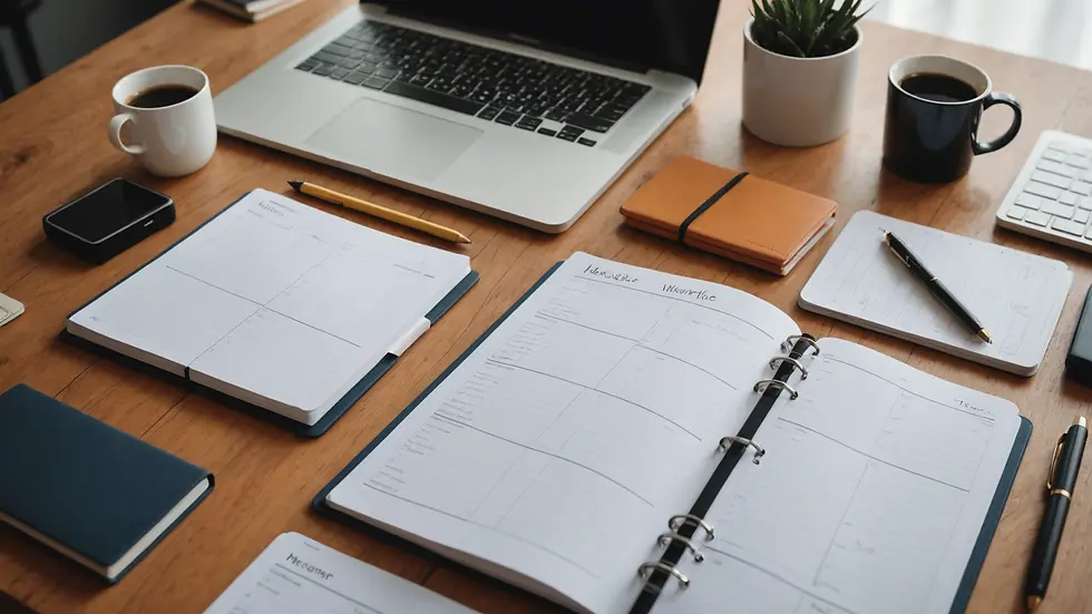 Organisierter Arbeitsplatz mit Terminplaner