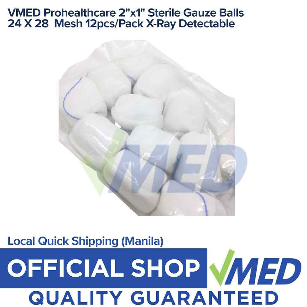 Thumbnail: VMED Prohealthcare 2"x1" Sterile Gauze Balls 24 X 28 Mesh 12pcs/Pack X-Ray Detec
