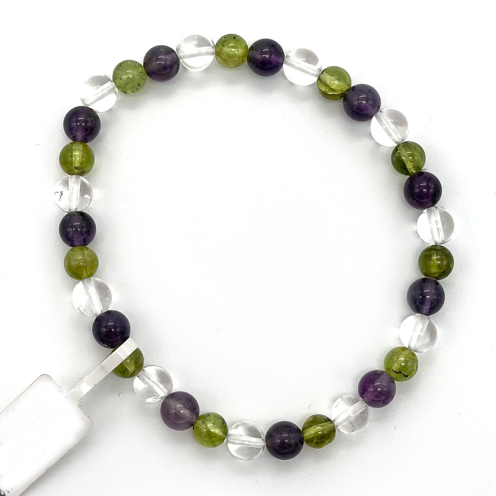 Crystal Bead Bracelet - Amethyst, Peridot & Clear Quartz