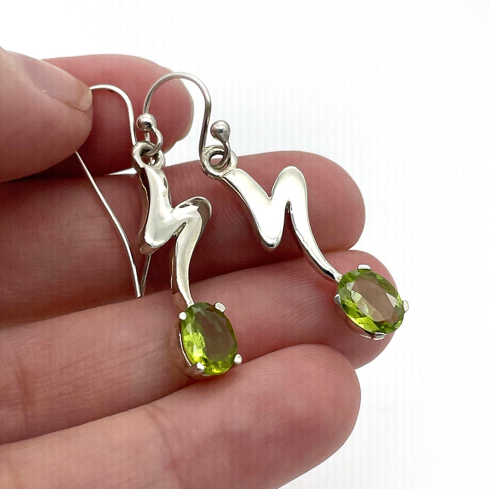 Thumbnail: Silver Green Peridot Earrings
