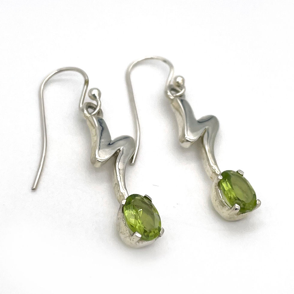 Thumbnail: Silver Green Peridot Earrings
