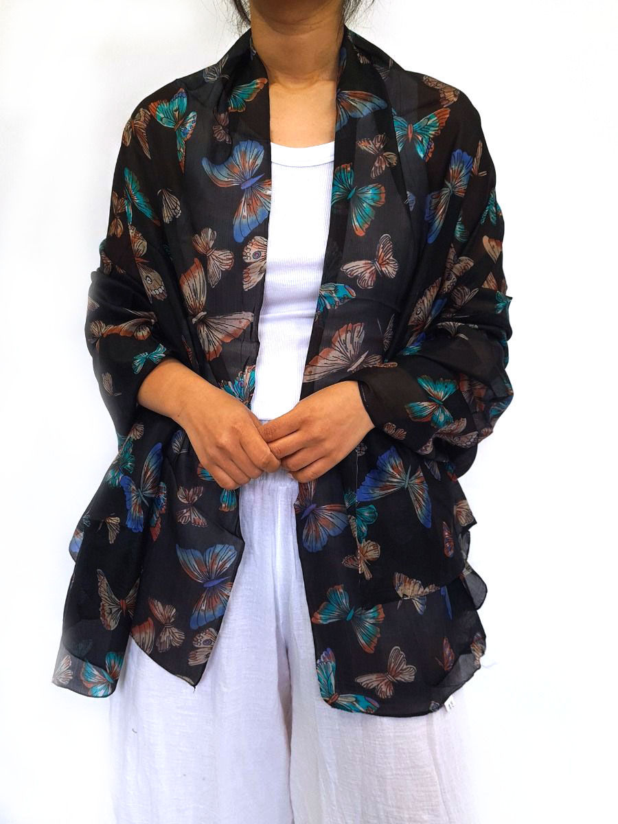 Thumbnail: Silk Scarf - Onyx Butterfly
