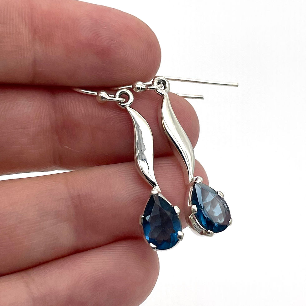 Thumbnail: Silver Blue Sapphire Earrings