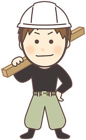 材木を担いだ型枠大工のイラスト