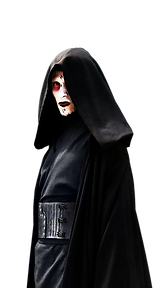 Lord Vycus wearing Sith robes, glaring vengefully ahead.