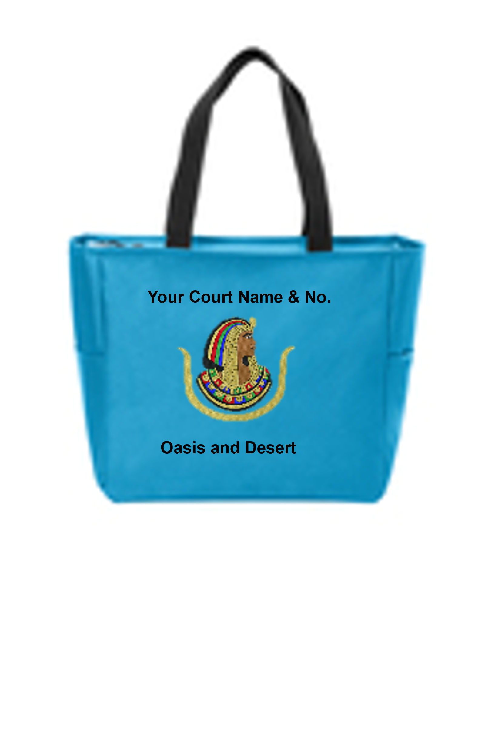 DOI 7th Turquoise/Black Font Zippered Tote Bag