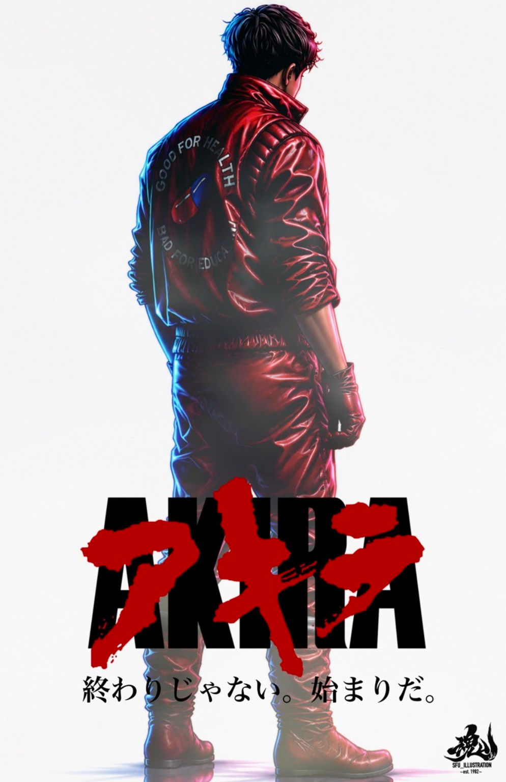 Kaneda full body back view 11×17 art print by SFU Illustration