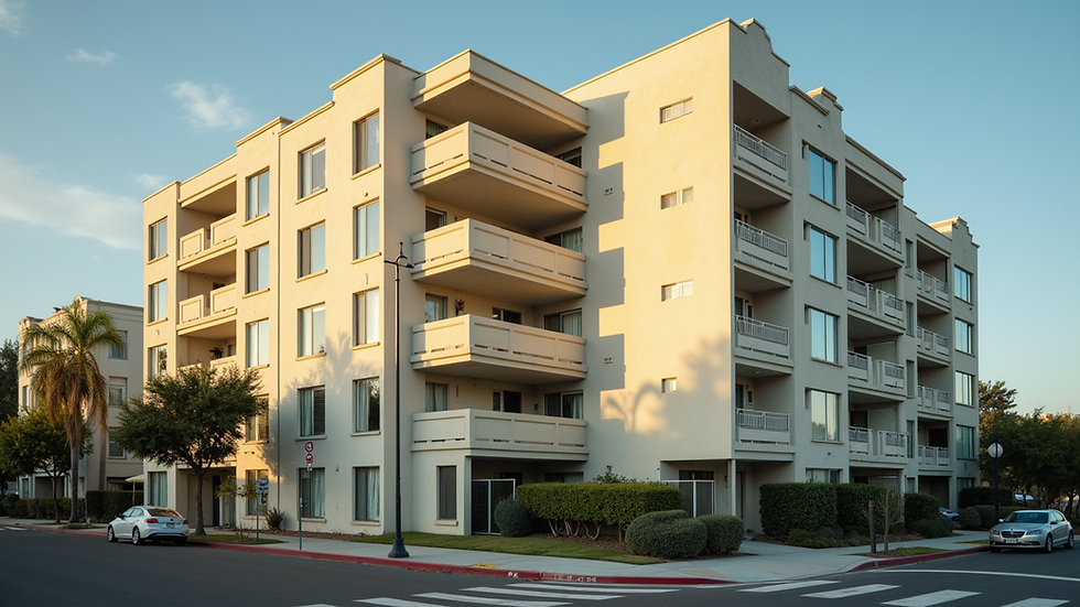 Eye-level view of a multifamily residential building in Los Angeles