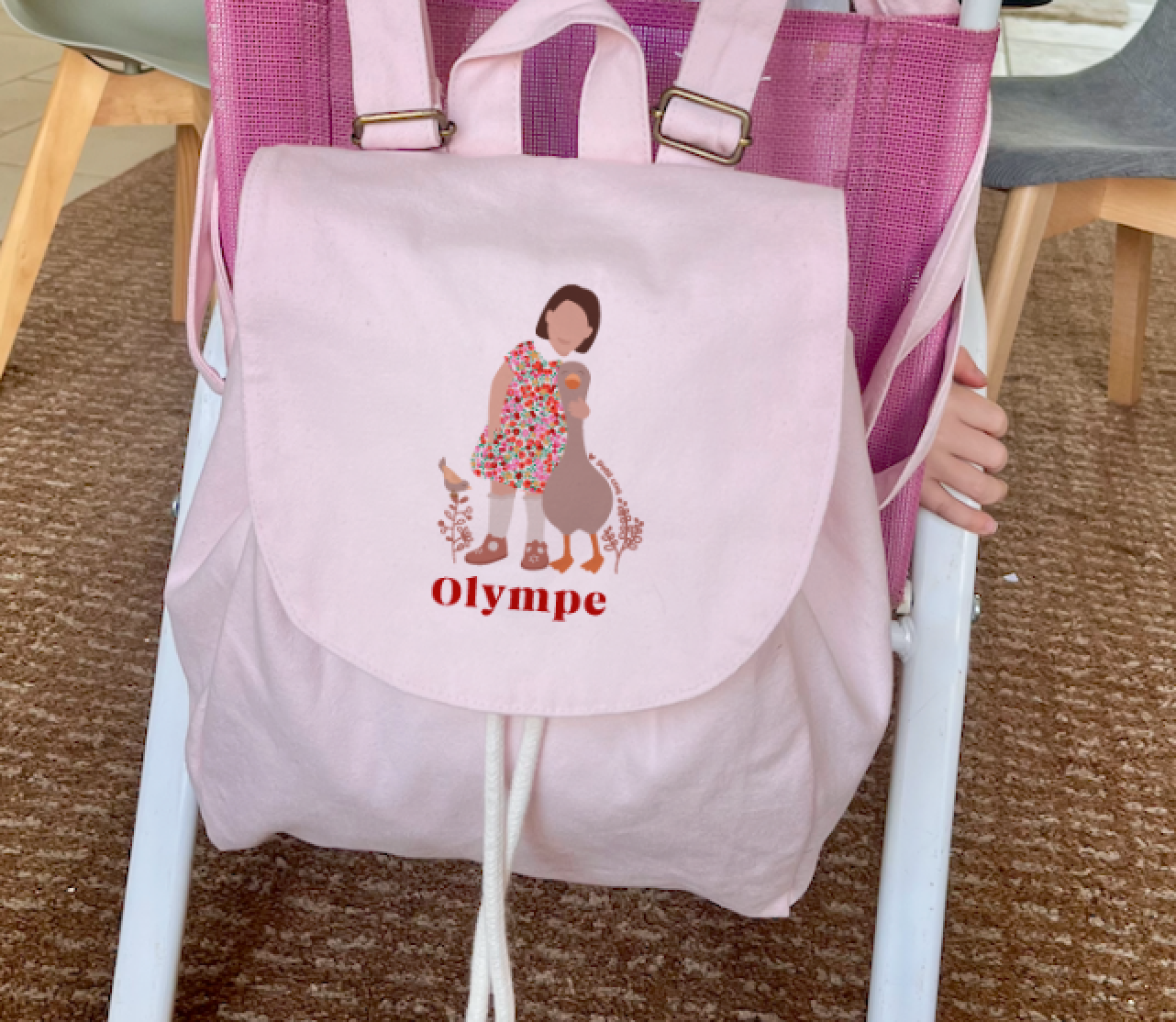Sac à dos Rose Oie et enfant