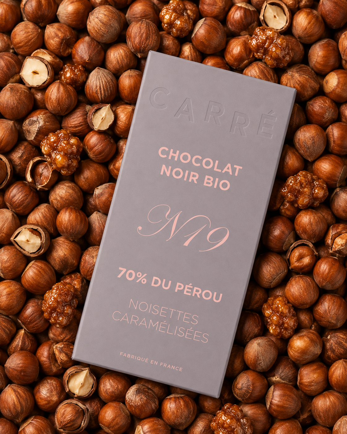 N°19 Chocolat noir Bio 70% aux noisettes caramélisées