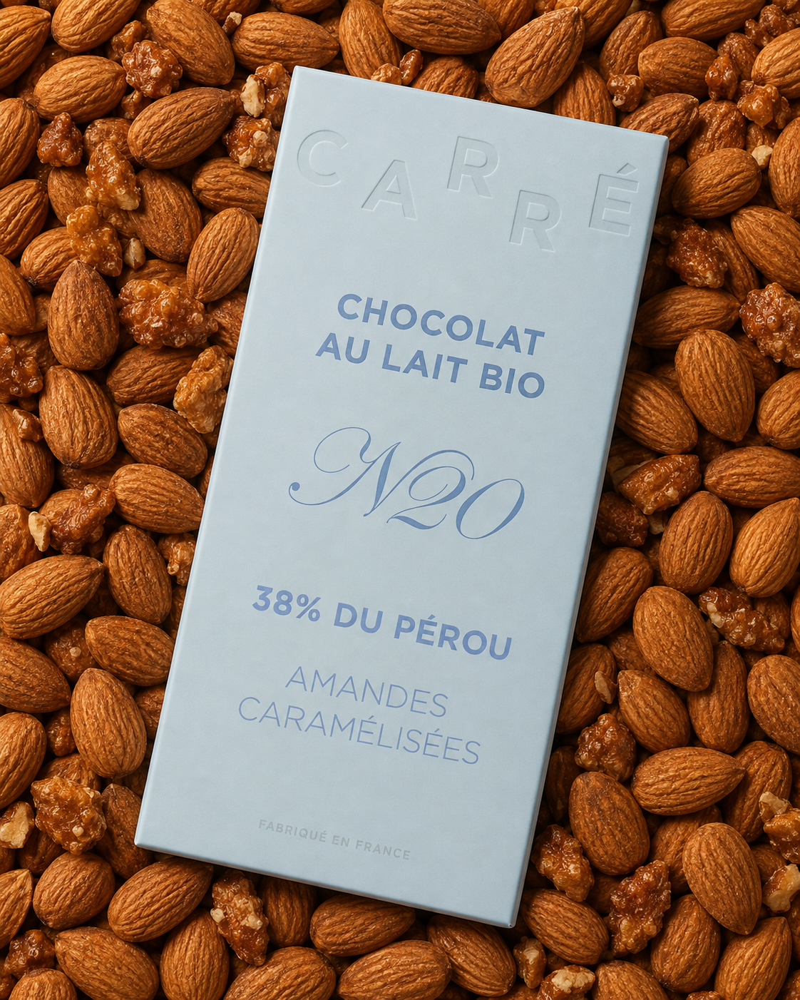 N°20 Chocolat lait Bio aux amandes caramélisées
