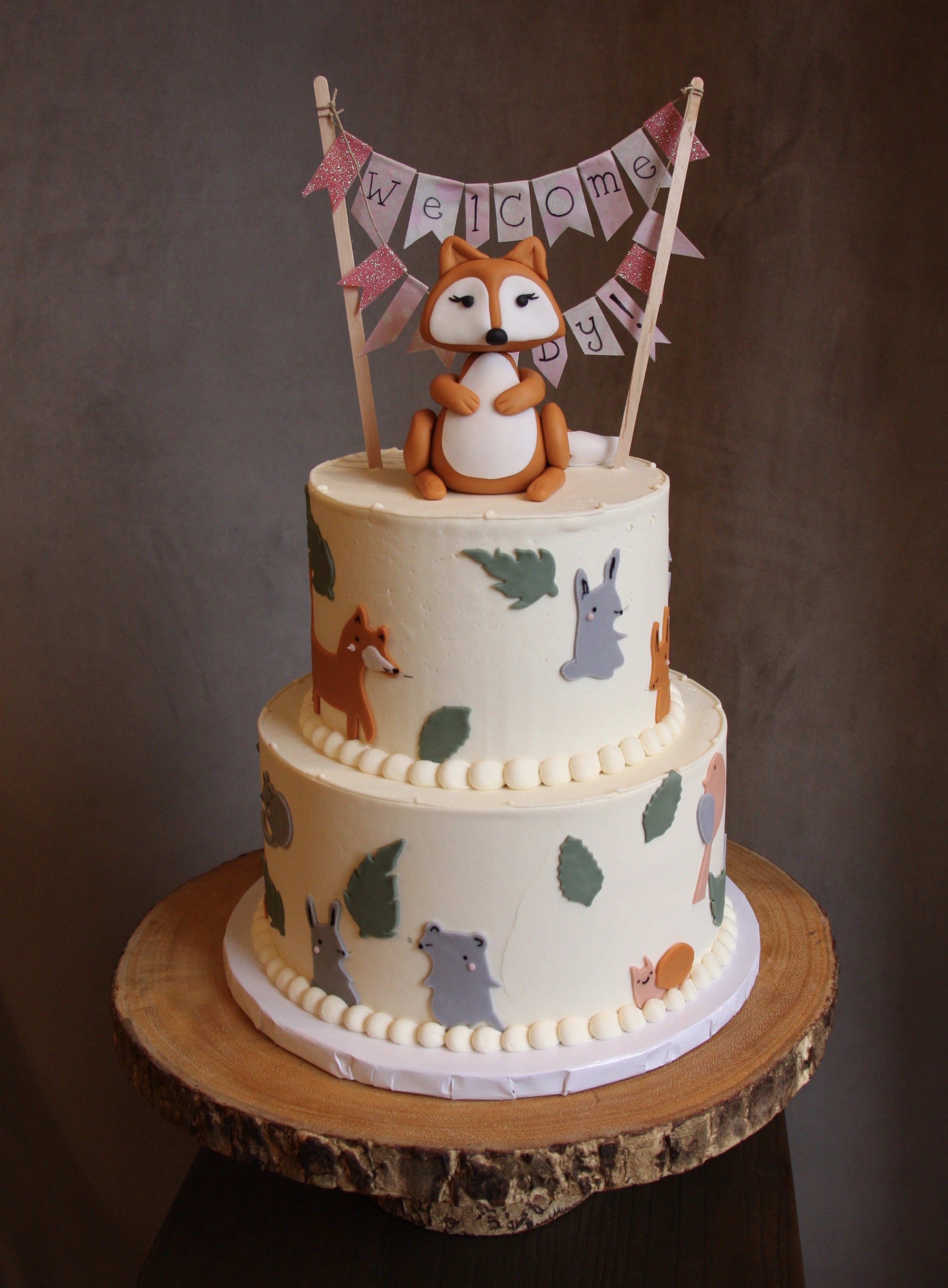 fox baby shower cake