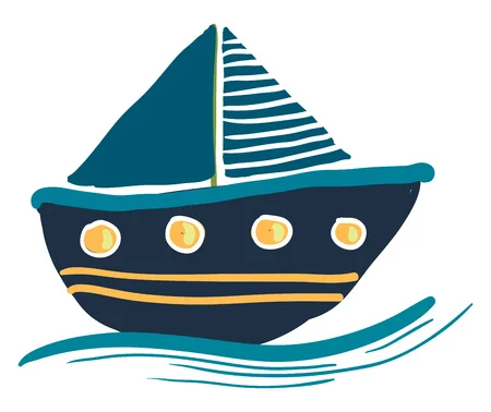 123452428-un-colorido-barco-de-vela-azul-dibujo-de-color-de-dibujo-o-ilustración-vectorial