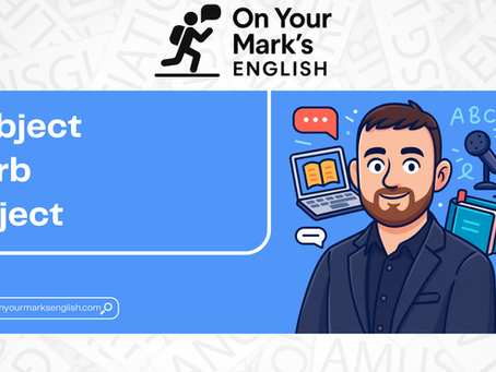 English infographic showing Subject Verb Object sentence order with examples.