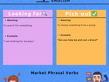An image of a colorful outdoor market with tomatoes and vegetables, featuring the text "Looking for vs. Pick out."