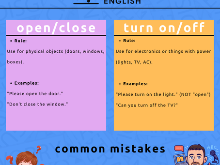 ❌ Common Mistakes: Open vs Turn On