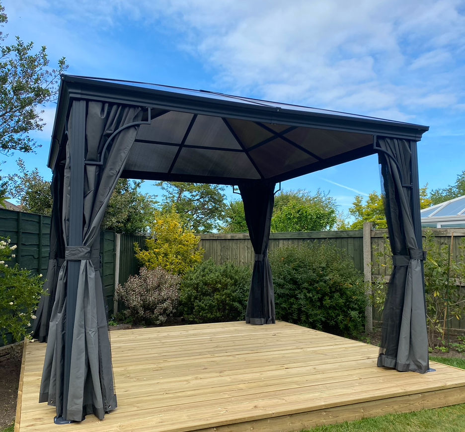Thumbnail: solid roof metal frame gazebo