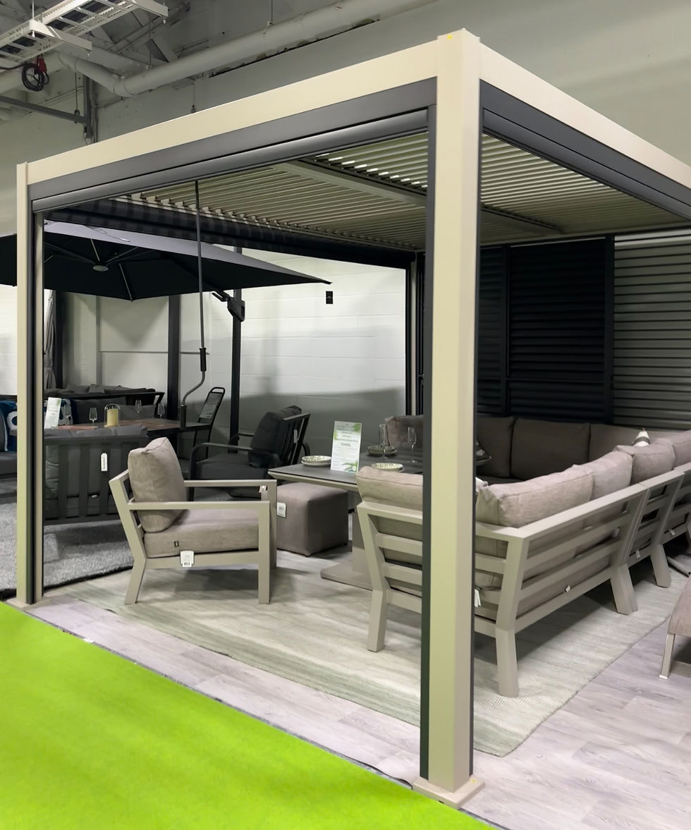 Thumbnail: Royce Cube 3m x 4m Led - Camel Sand Aluminium Louver Manual Shutter Roof