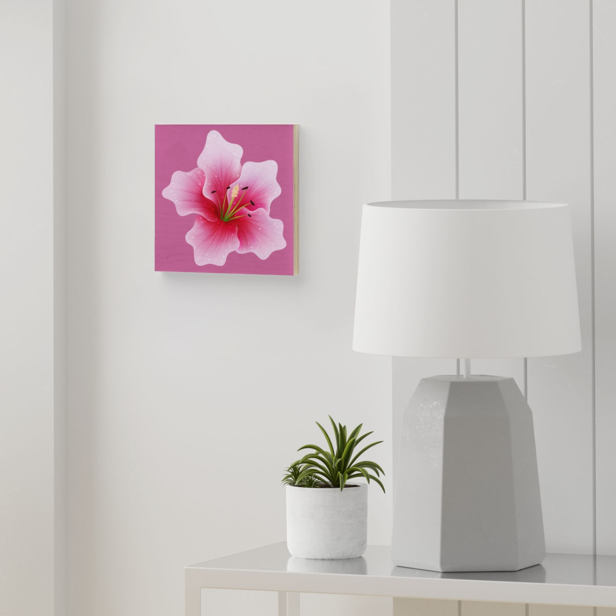 Wood Canvas Pink Flower