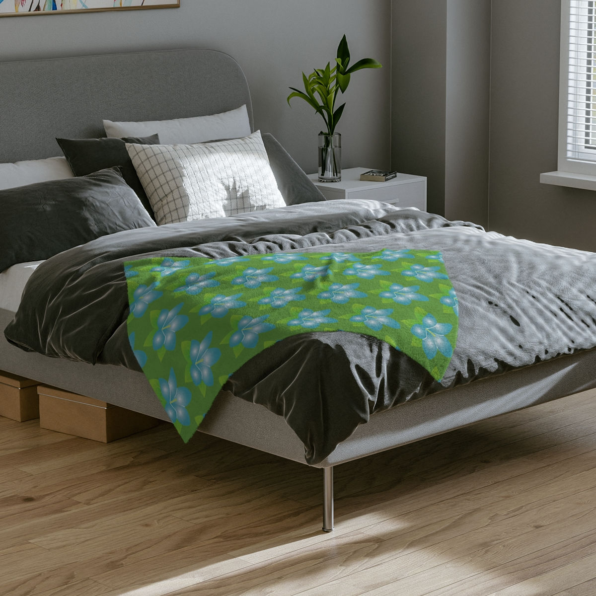 Velveteen Minky Blanket With a Floral Design