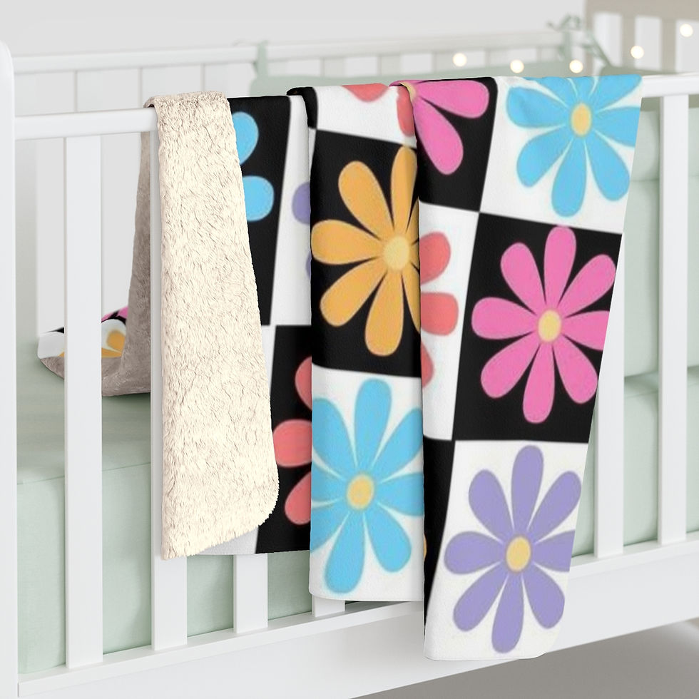 Thumbnail: Sherpa Fleece Blanket With Flower