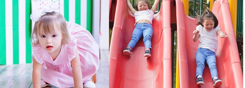 Niña con sindrome de Down jugando