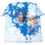 Thumbnail: Back view of 3XL tie-dye shirt featuring mythological mask and ROC Flower.
