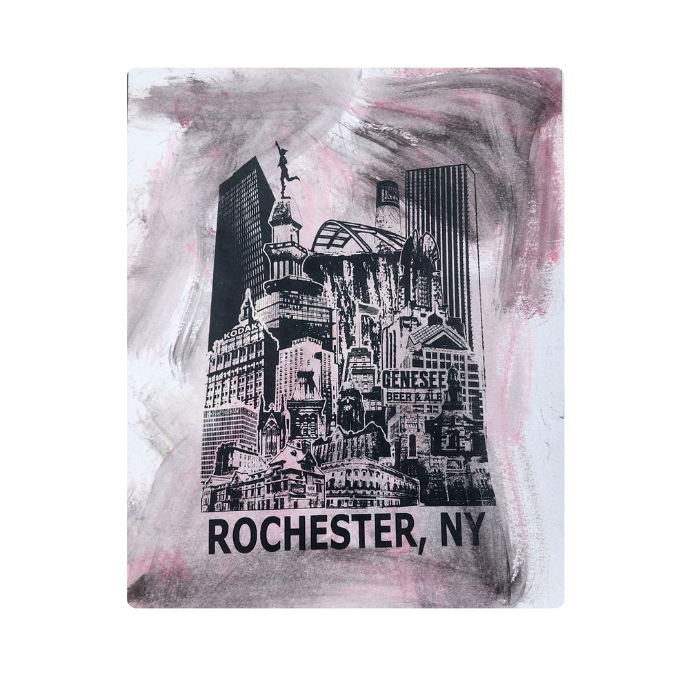 One-of-a-kind ROC Skyline Print, a stunning black & white abstract piece.