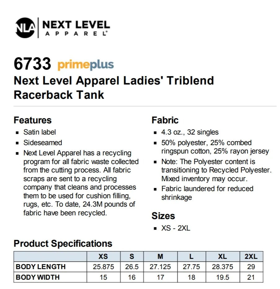 Thumbnail: Next Level Apparel Size and measurement guide