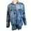 Thumbnail: Front view of a blue and green hand-dyed Ralph Lauren button-down utility shirt with dual chest pockets on a mannequin.