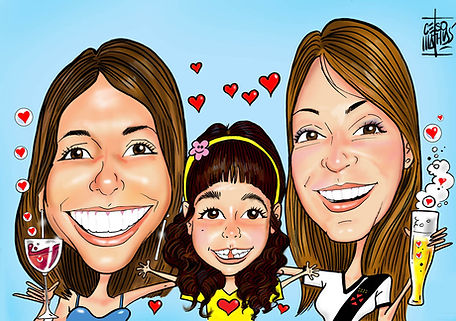caricatura rosto cor família