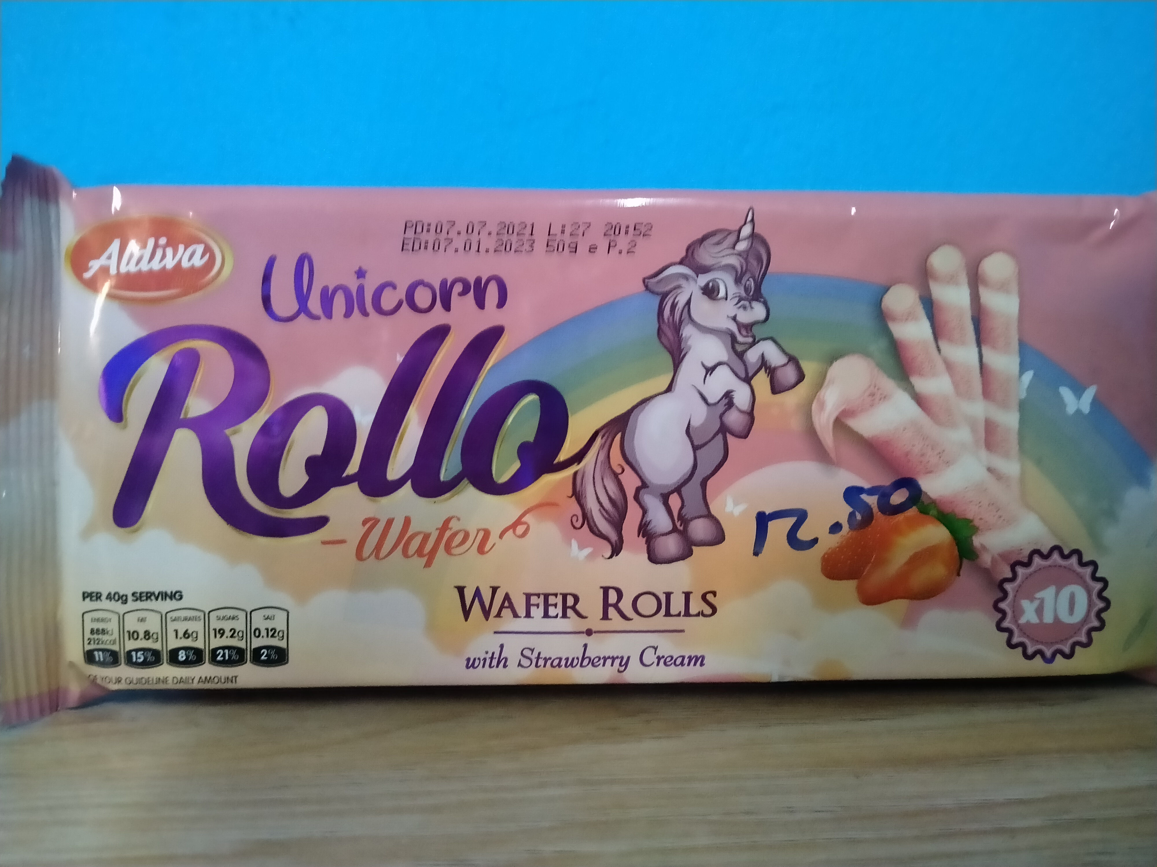 Aldiva rollo wafer strawberry