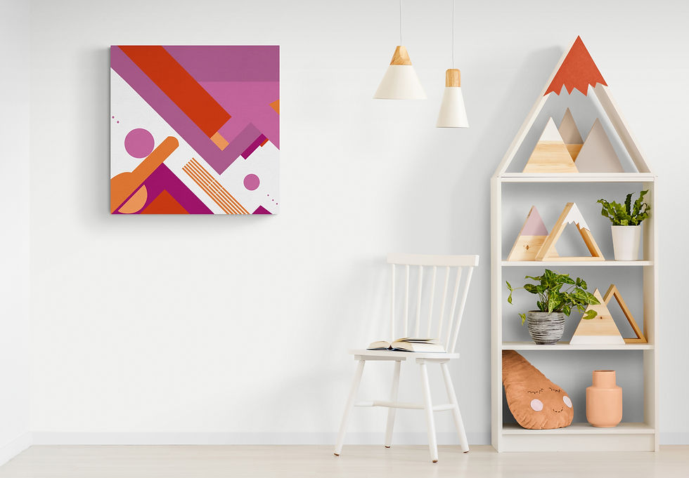 Thumbnail: Lesbian Flag Colors Geometric Art Abstract Canvas Print