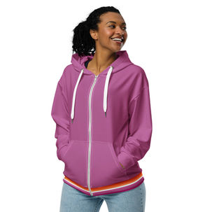 Lesbian Flag Colors Unisex Zip Hoodie