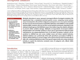 Aldehyde dehydrogenase 3a2 protects AML cells from oxidative death and the synthetic lethality of fe