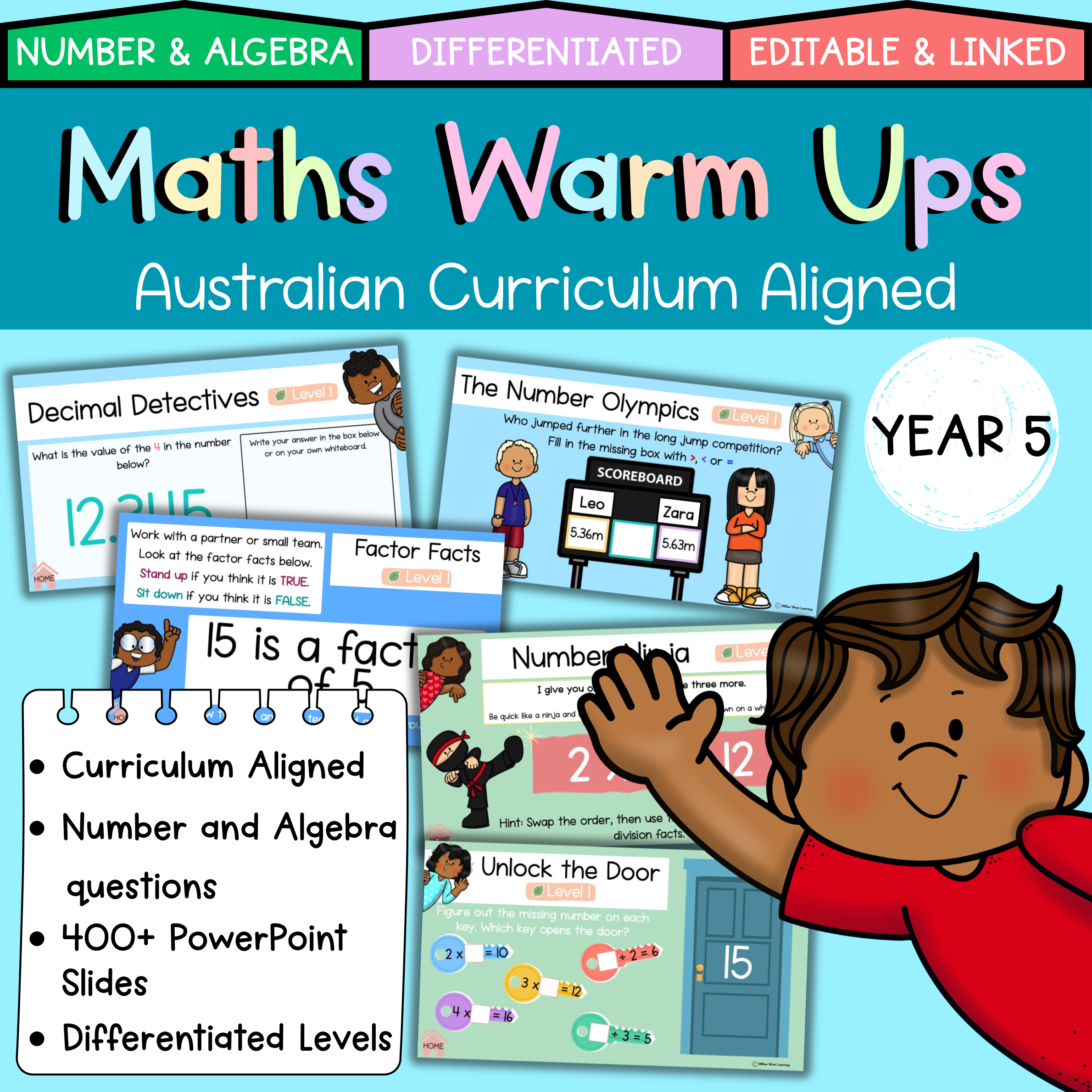 Year 5 Editable Maths Warm Ups I Number & Algebra I Australian Curriculum V9