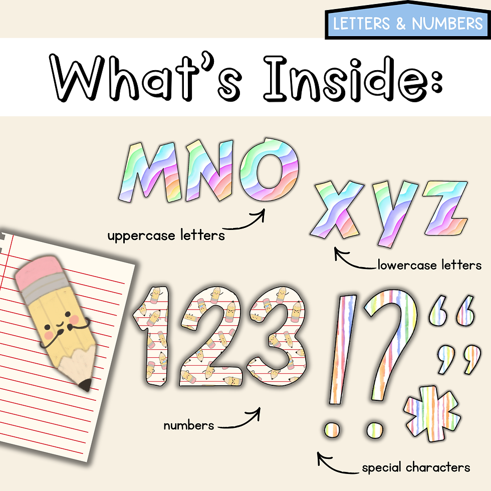 Thumbnail: Rainbow Pencils Bulletin Board Letters | Editable Lettering Pack Decor Colourful