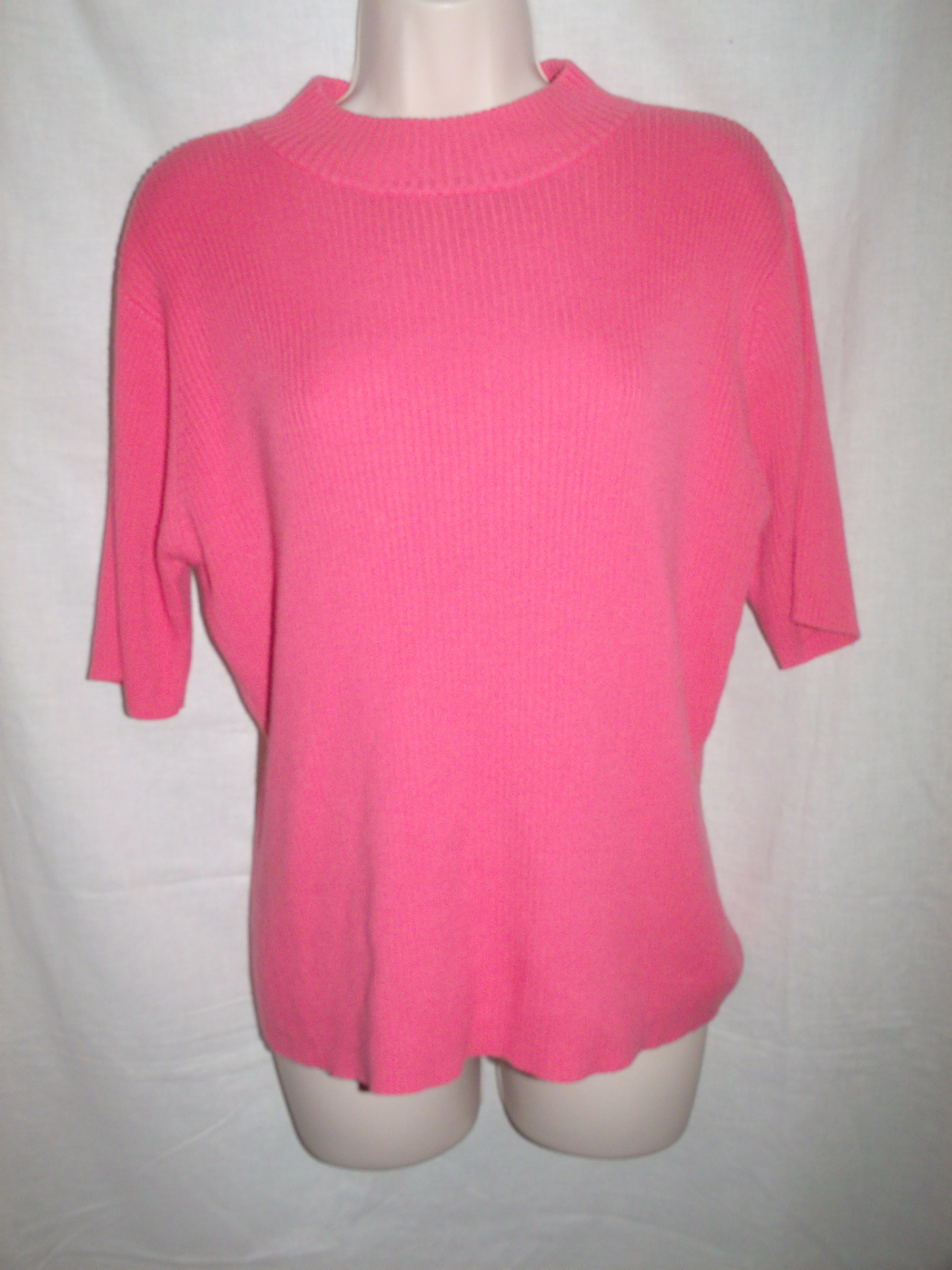 Worthington Essentials Pink Short Sleeve Mock Neck