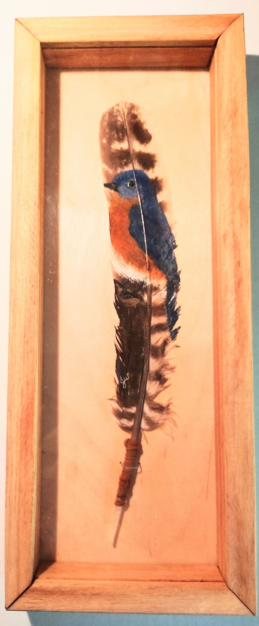 Hand-Painted Feather Set "Blue Bird"
