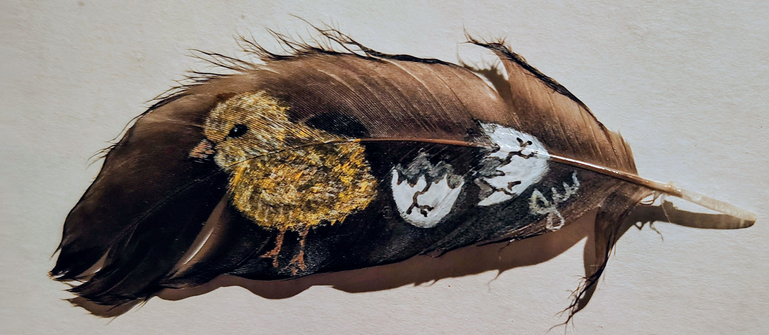 Hand-Painted Turkey Feather Magnet-"Baby Chick"
