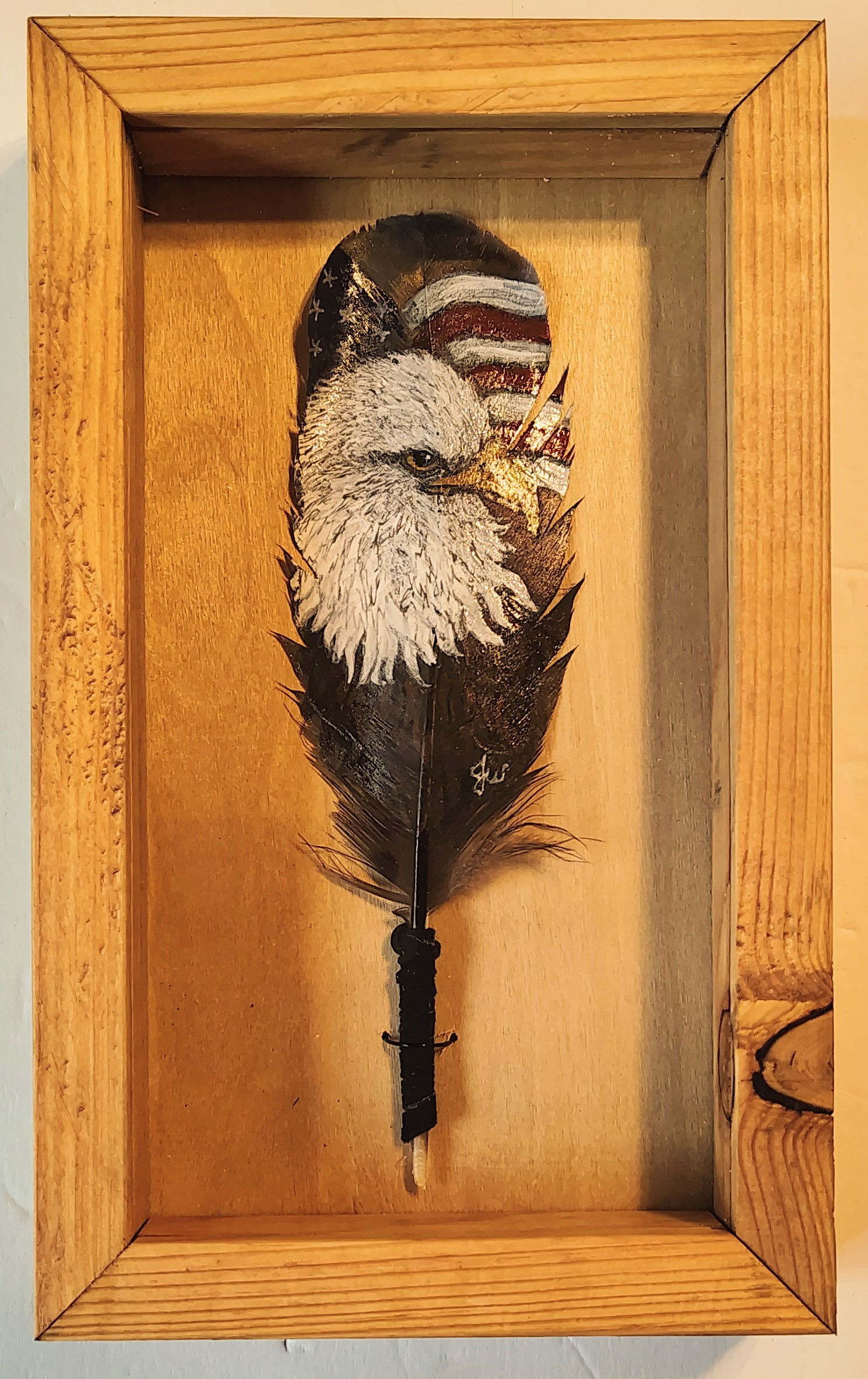 Hand-Painted Feather Set- " Eagle Flag"