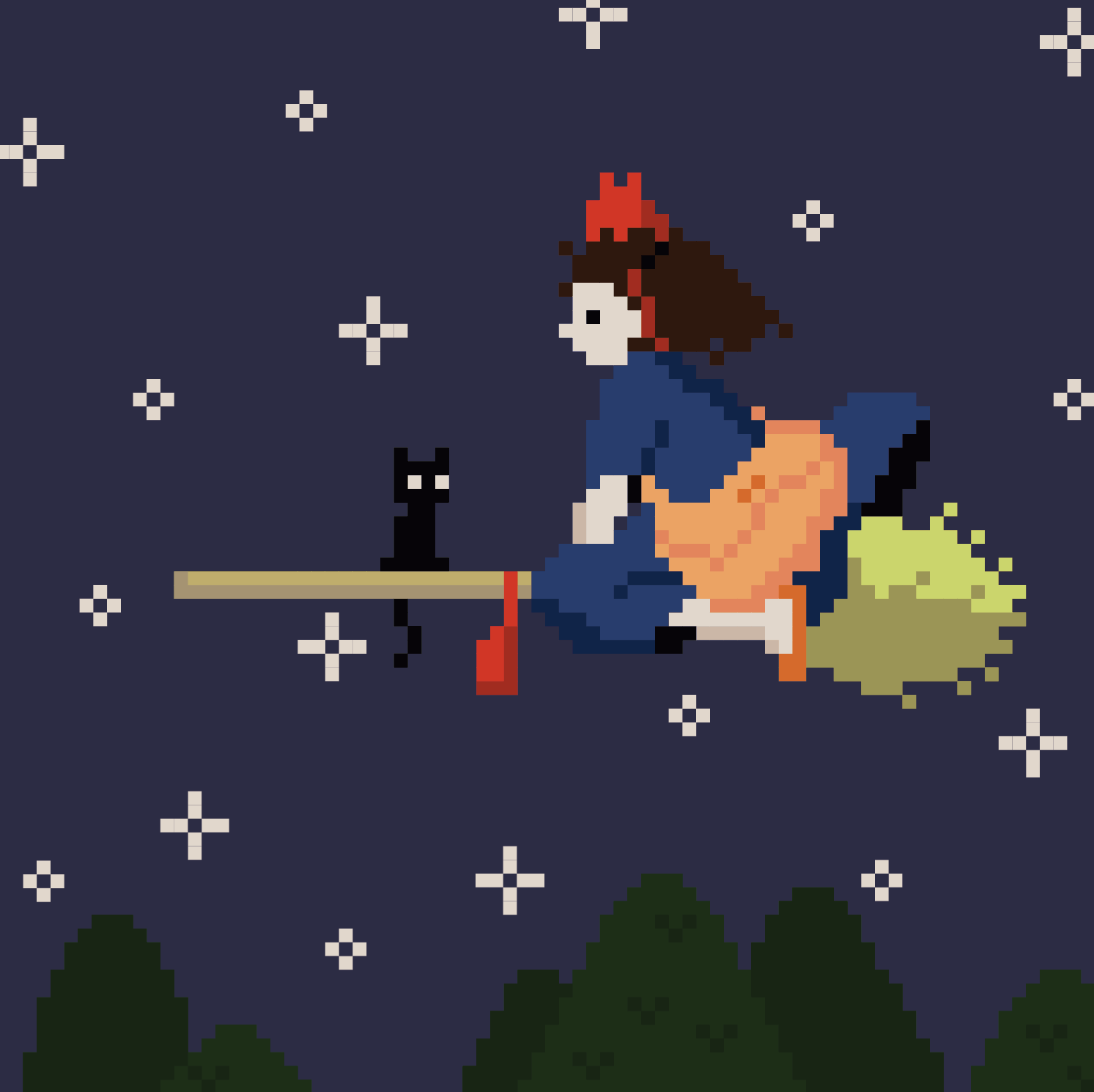 Kiki flying pixel gif