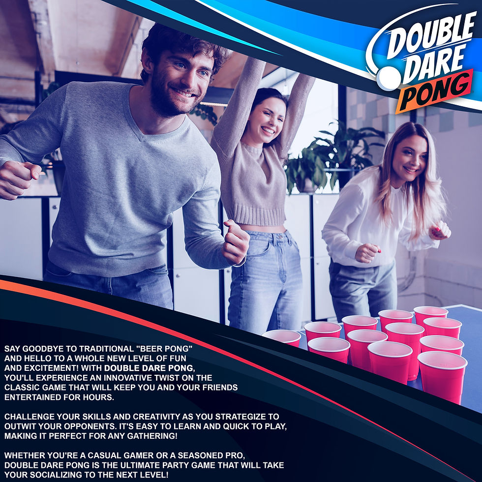 Thumbnail: Double Dare Pong Game - Beer Pong with 3 Types of Dare Levels - Waterproof Cards