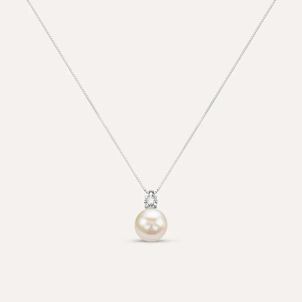 COLLANA CON PERLA 8,5-9 E DIAMANTE